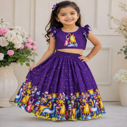 Girls Designer Printed Lehenga Choli Set